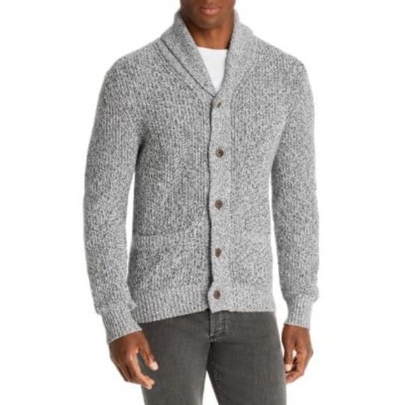 FAHERTY BRAND Men's Shawl Collar Cardigan Sweater Gray Marl Knit Size M cashmere - Picture 1 of 7